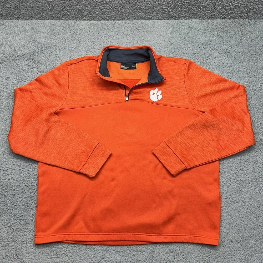 Under Armour 1286334 Mens Large 1/4 Zip Clemson Tigers L/S Fleece Pullover